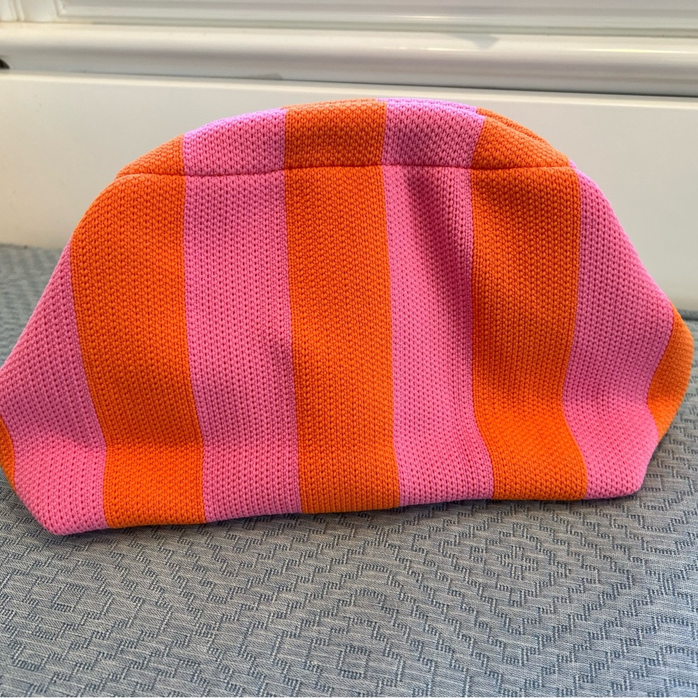 Striped Pink & Orange Knit Summer Clutch